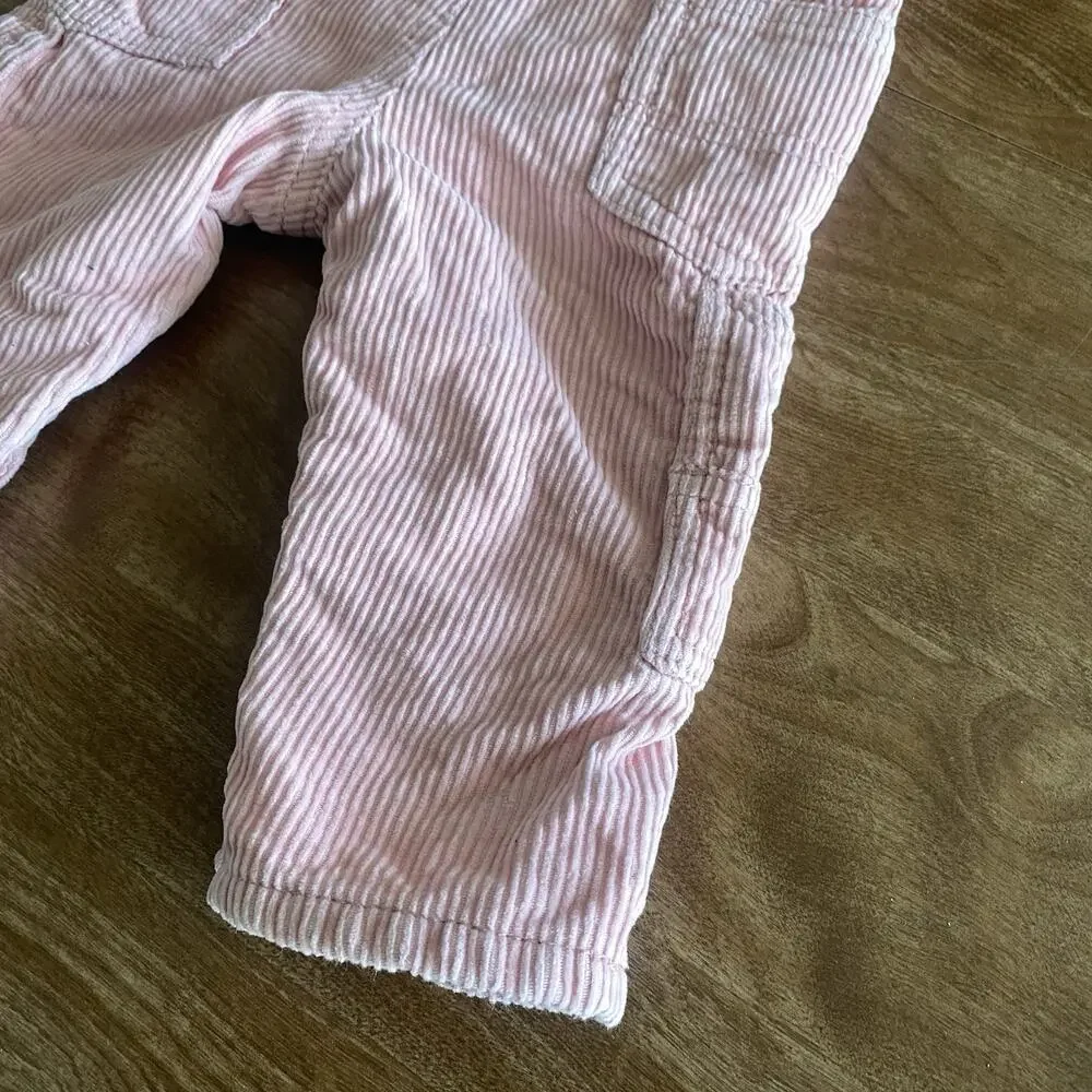 Vintage OshKosh B'gosh Overalls Girls 6M Pink Corduroy Cargo Snap Leg Baby